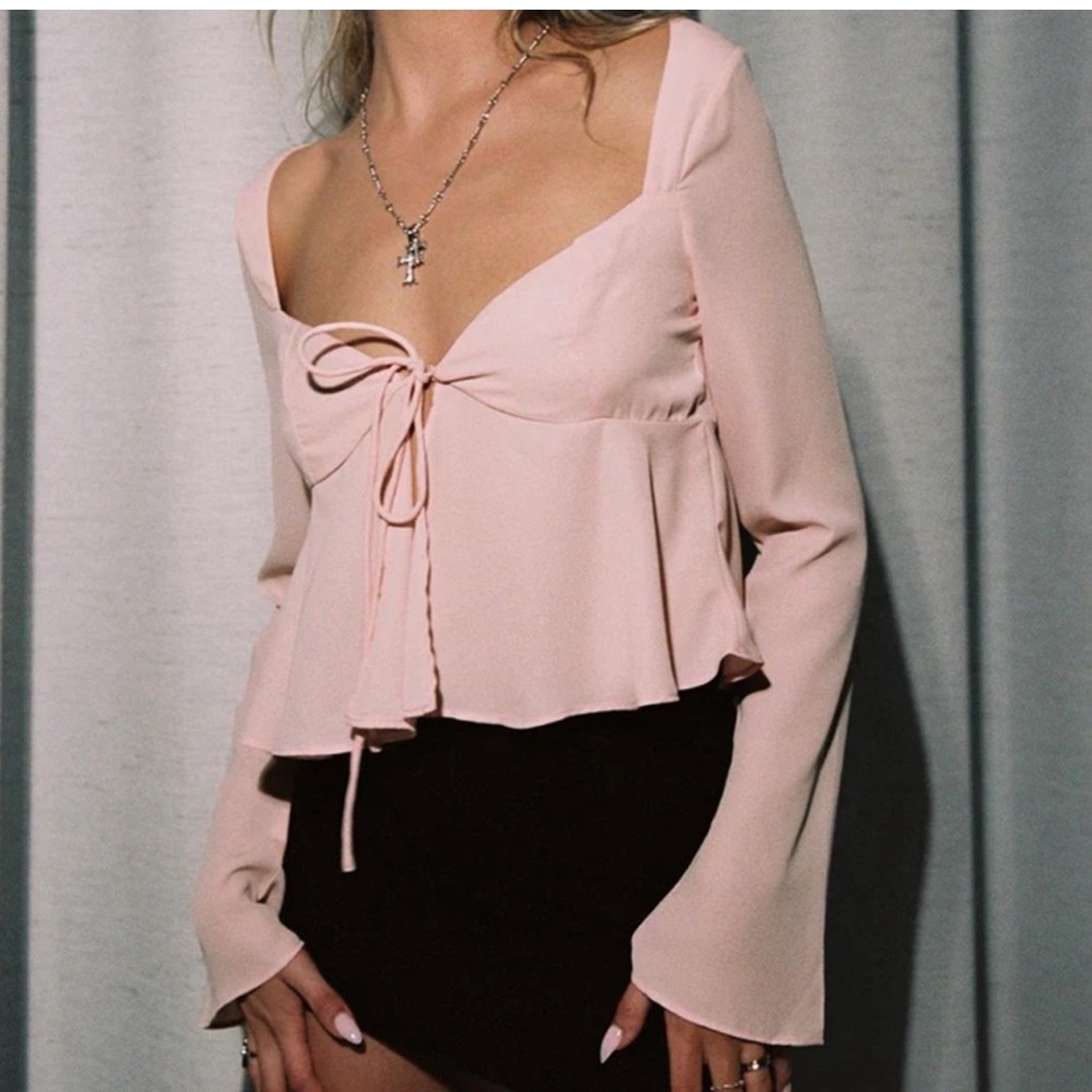 Princess Polly pink tie blouse